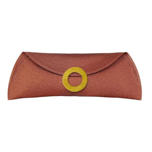 Bolso boda, cartera rafia con aro bronce, new in! - piamontemadrid