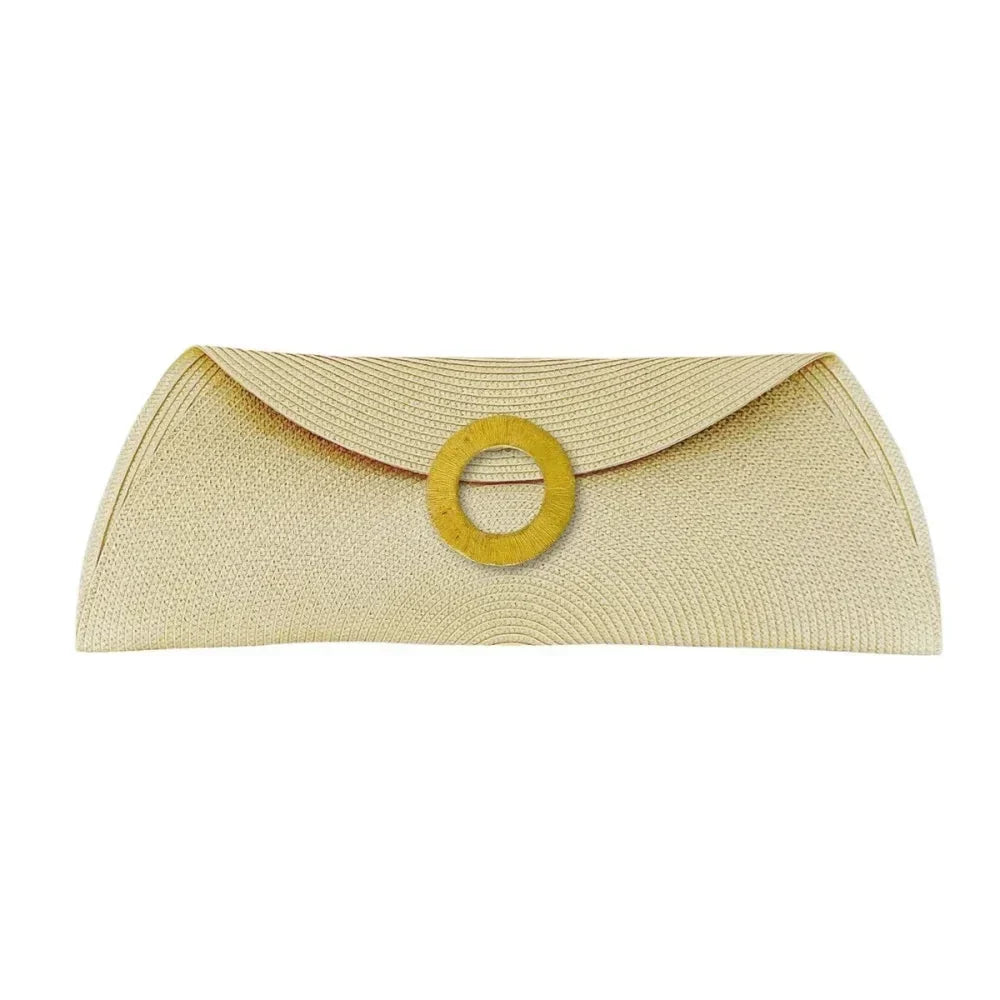 Bolso boda, cartera rafia con aro bronce, new in! - piamontemadrid